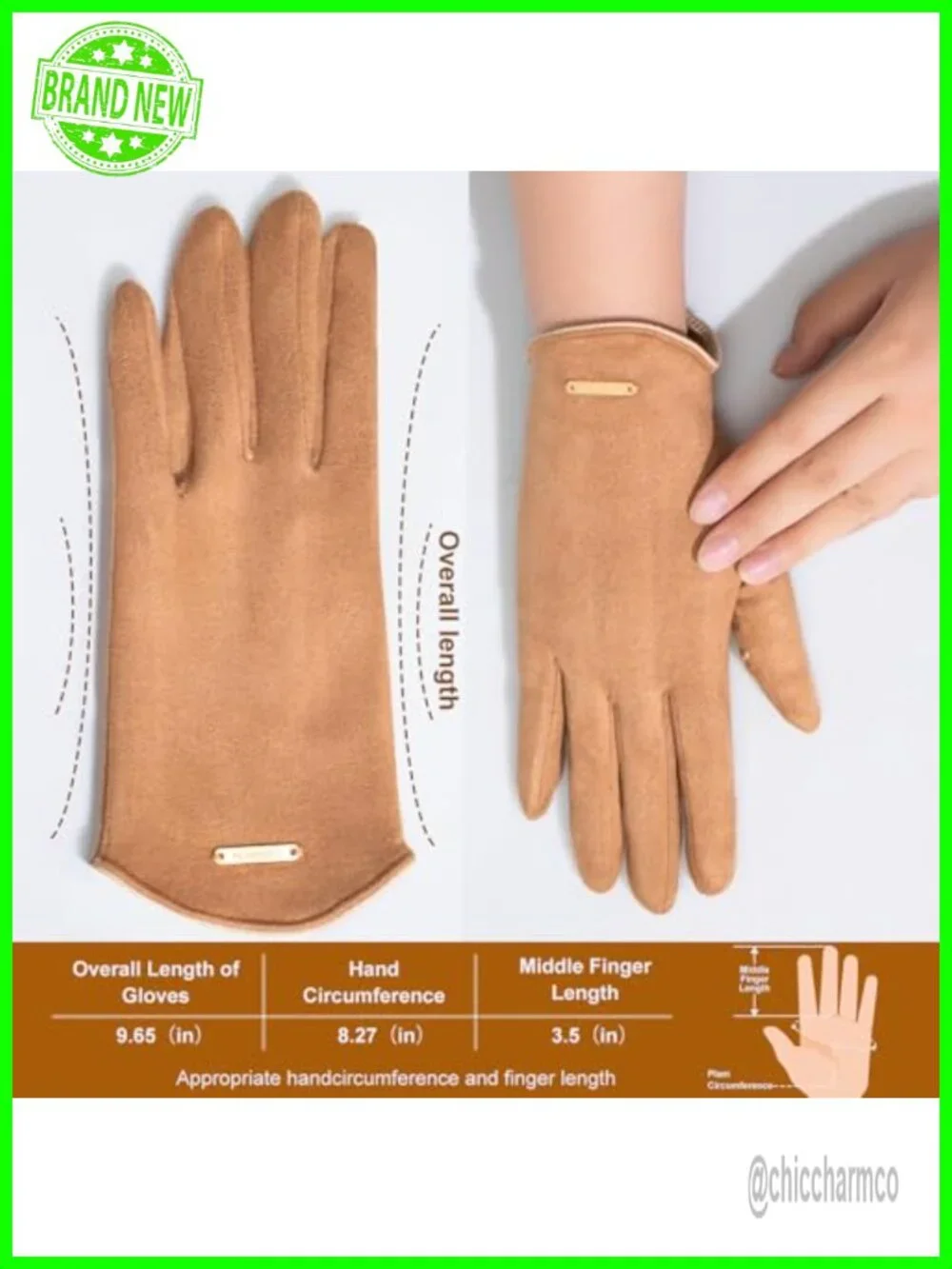 Touchscreen Slim Cut Suede Winter Gloves with Thermal Crystal Velvet Lining